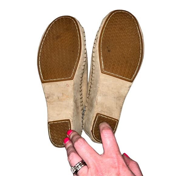 LA PLUME LADIES SANDALS 38 BEIGE TAN 2 STRAP‎ LEATHER SLIP ONS - Picture 10 of 11